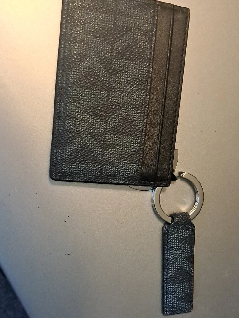 Michael Kors Black Leather Card Holder with Key Ring